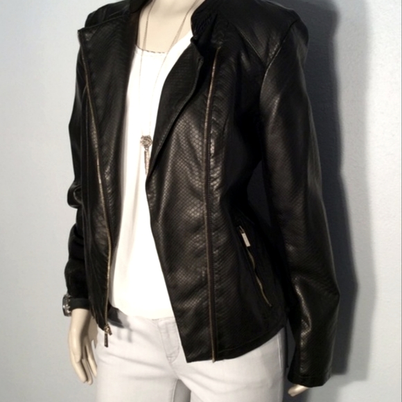 Calvin Kleins Snake Print Moto Jacket - Picture 3 of 4